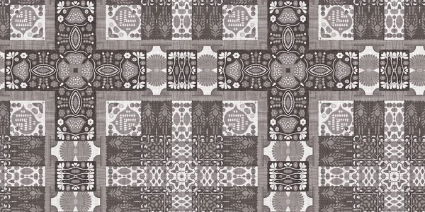Country Cottage Grey Intricate Damask Seamless Border Tone French Style — 图库照片