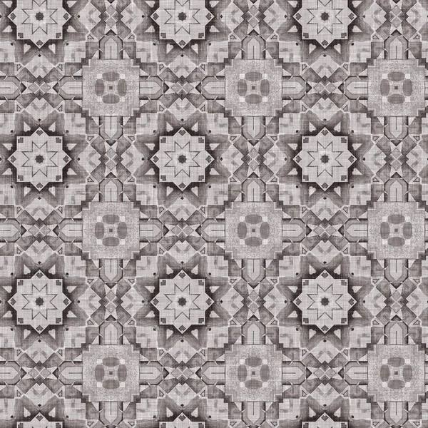 Traditional Grey Mosaic Seamless Pattern Print Fabric Effect Mexican Patchwork — 图库照片