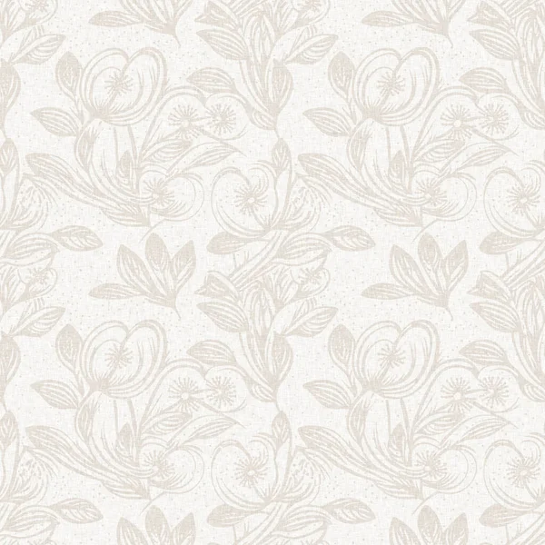 Subtle Rustic Elegance Wedding Floral Block Print Linen Seamless Pattern — Stock Photo, Image
