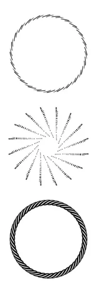 白い背景に孤立した花ノルディック装飾フレームのコレクション 葉形ベクトルグラフィックスにおけるモノクロリースのグループ — ストックベクタ