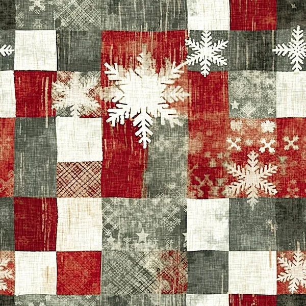 Grunge Americana Rustic Christmas Snowflake Winter Cottage Style Background Pattern — Stock Photo, Image