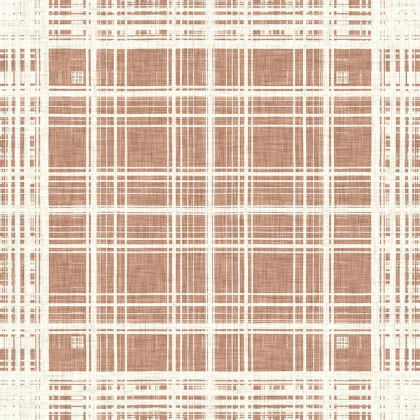 Minimal brown tartan linen seamless pattern. All over print of unisex country cottage plain cotton plaid background