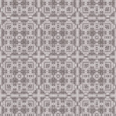 Traditional grey mosaic seamless pattern print. Fabric effect mexican patchwork damask grid Square shape symmetrical background textile . Creative colorful graphic design