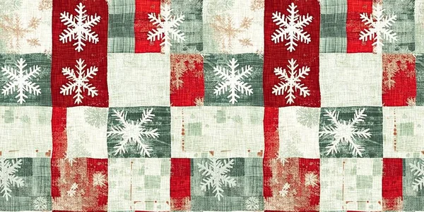 美国乡村音乐风格的圣诞雪花冬季别墅风格的边界 喜庆雨布效果舒适节日家居装饰缎带 — 图库照片