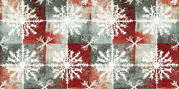 Grunge Americana Rustykalny Christmas Snowflake Zimowy Domek Stylu Granicy Uroczysty — Zdjęcie stockowe