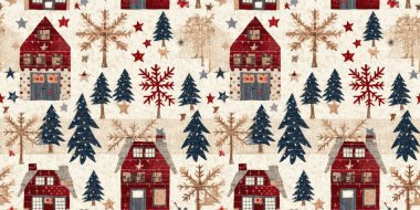 İlkel el dikimi kumaş efektiyle taşralı bir kır evi. Sınır. Rahat nostaljik, pejmürde, şık, ev yapımı, Amerikan el yapımı el sanatları stiliyle süslenmiş bir kurdele.