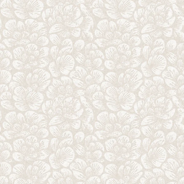 Subtle Rustic Elegance Wedding Floral Block Print Linen Seamless Pattern — Stock Photo, Image