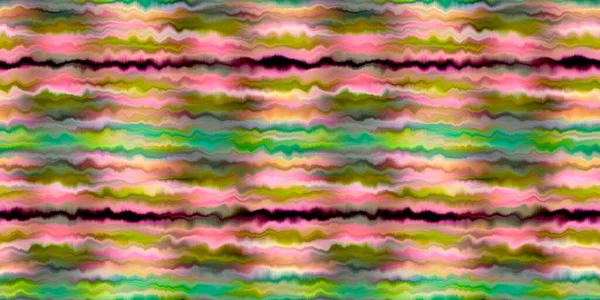 Vibrant tie dye wash seamless border. Blurry fashion effect summer hippy ribbon with space dyed streaks print