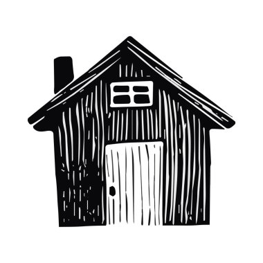 Tropikal seyahat konsepti için tuhaf plaj kulübesi blok çizimi. Vector sahil evi tatil için stilize edildi