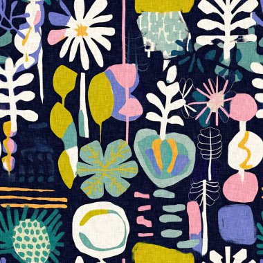 Modern saf kolaj kağıdı kumaş efekti tasarımıyla şekilleri keser. Kusursuz çağdaş eğlence doğası moda yaz arka plan tasarımları için tekstil baskısına ilham kaynağı oldu