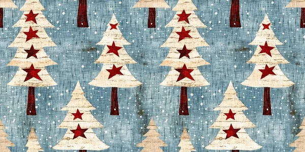 Staromódní Vánoční Stromeček Primitivním Ručním Šitím Tkaniny Efekt Okraje Útulný — Stock fotografie