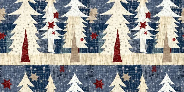 Old Fashioned Christmas Tree Primitive Hand Sewing Fabric Effect Endless — Foto Stock