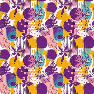 Modern mor yazlık kolaj kağıdı kumaş efekti tasarımı ile şekilleri keser. Kusursuz eğlence doğası moda tekstil temizleme arka planı için ilham kaynağı oldu