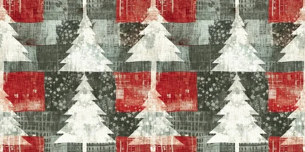 Grunge Americana Rustikalen Weihnachtsbaum Winterhaus Stil Grenze Festliche Tuch Effekt — Stockfoto