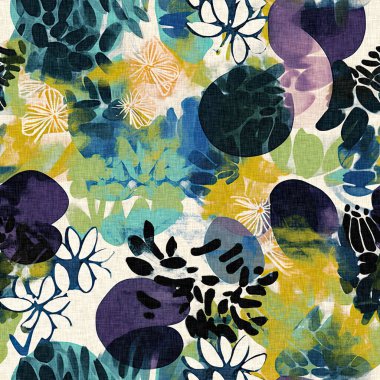 Modern saf kolaj kağıdı kumaş efekti tasarımıyla şekilleri keser. Kusursuz çağdaş eğlence doğası moda yaz arka plan tasarımları için tekstil baskısına ilham kaynağı oldu