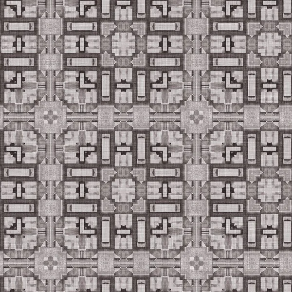 Traditional Grey Mosaic Seamless Pattern Print Fabric Effect Mexican Patchwork — Φωτογραφία Αρχείου