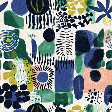 Modern saf kolaj kağıdı kumaş efekti tasarımıyla şekilleri keser. Kusursuz çağdaş eğlence doğası moda yaz arka plan tasarımları için tekstil baskısına ilham kaynağı oldu