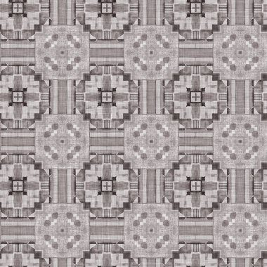 Traditional grey mosaic seamless pattern print. Fabric effect mexican patchwork damask grid Square shape symmetrical background textile . Creative colorful graphic design