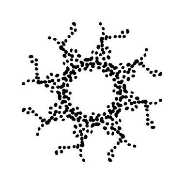 Beyaz arkaplanda izole edilmiş garip vektör tarzında Scandi çelengi. Eğlenceli antika grafikler için dekoratif çerçeveler. Tek renkli dekoratif tuhaf illüstrasyon