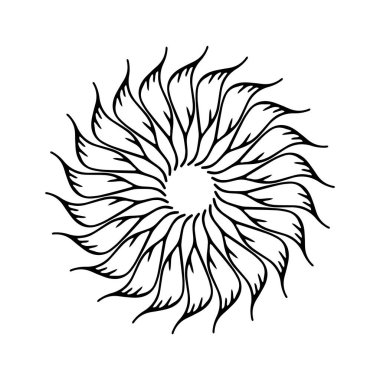 Beyaz arkaplanda izole edilmiş garip vektör tarzında Scandi çelengi. Eğlenceli antika grafikler için dekoratif çerçeveler. Tek renkli dekoratif tuhaf illüstrasyon