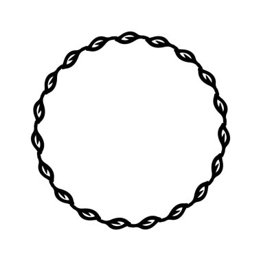 Beyaz arkaplanda izole edilmiş garip vektör tarzında Scandi çelengi. Eğlenceli antika grafikler için dekoratif çerçeveler. Tek renkli dekoratif tuhaf illüstrasyon