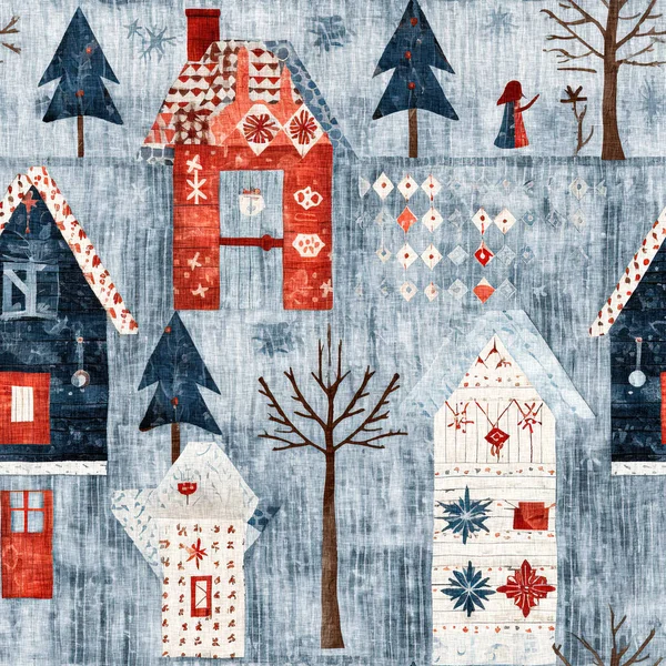 Cottage Rustico Natale Rustico Con Primitivo Effetto Tessuto Cucito Mano — Foto Stock