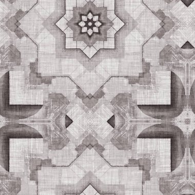 Traditional grey mosaic seamless pattern print. Fabric effect mexican patchwork damask grid Square shape symmetrical background textile . Creative colorful graphic design