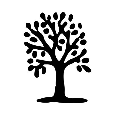 Vektör organik tarzda tuhaf orman ağacı tasarım elementi. Açık havada ilginç linocut elementler için tek renkli orman koruluğu