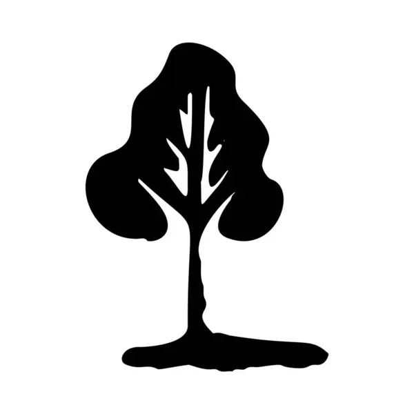 Ιδιότροπο Στοιχείο Σχεδιασμού Δένδρων Δασικής Έκτασης Διανυσματικό Οργανικό Στυλ Μονόχρωμη — Διανυσματικό Αρχείο