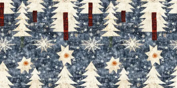 Altmodischer Weihnachtsbaum Mit Primitiver Handgenähter Stoffeinfassung Gemütliches Nostalgisches Hausgemachtes Winter — Stockfoto