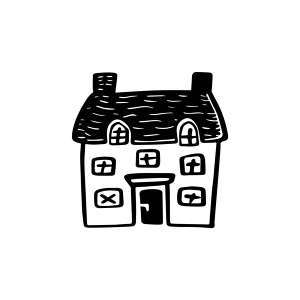 Quirky Rural Cabine Férias Casa Vetor Ilustração Gráfico Imobiliário Impressão —  Vetores de Stock