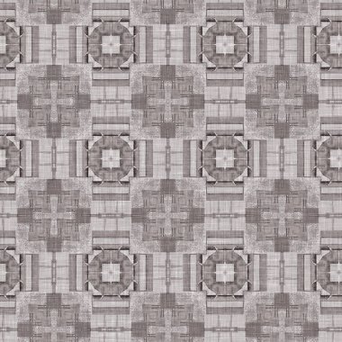 Traditional grey mosaic seamless pattern print. Fabric effect mexican patchwork damask grid Square shape symmetrical background textile . Creative colorful graphic design