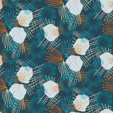 Modern mavi soyut biçimlendirilmiş vektör basit grafik tasarımı kusursuz desen. Duvar kağıdı arka plan fayansları için cinsiyetsiz erkeksi şekiller.