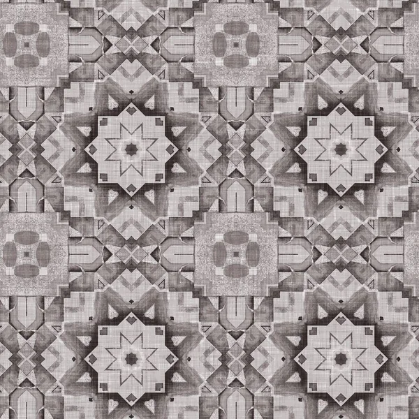 Traditional Grey Mosaic Seamless Pattern Print Fabric Effect Mexican Patchwork — Foto de Stock