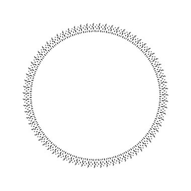 Beyaz arkaplanda izole edilmiş garip vektör tarzında Scandi çelengi. Eğlenceli antika grafikler için dekoratif çerçeveler. Tek renkli dekoratif tuhaf illüstrasyon