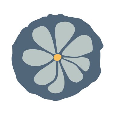 Midcentury modern kaprisli çiçek vektörü grafik motif çizimi. Organik yaz cinsiyeti nötr 70 'ler botanik tarzında matisse illüstrasyonu