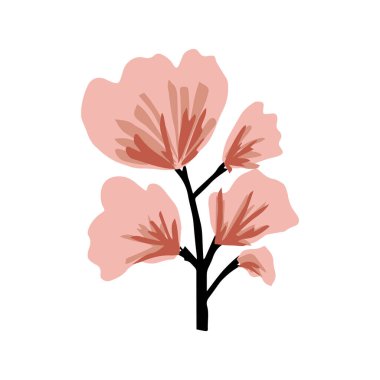 Midcentury modern kaprisli çiçek vektörü grafik motif çizimi. Organik yaz cinsiyeti nötr 70 'ler botanik tarzında matisse illüstrasyonu