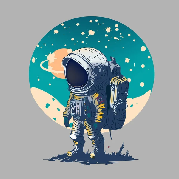 Astronaut Street Art Style Detailed Drawing Astronaut Space Background Vector — Stock Vector