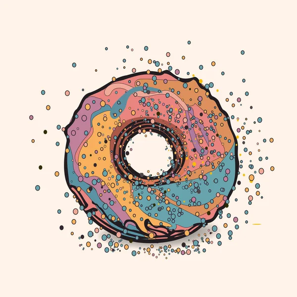 Donuts Glacés Tombants Avec Des Saupoudres Fond Vectoriel Réaliste — Image vectorielle