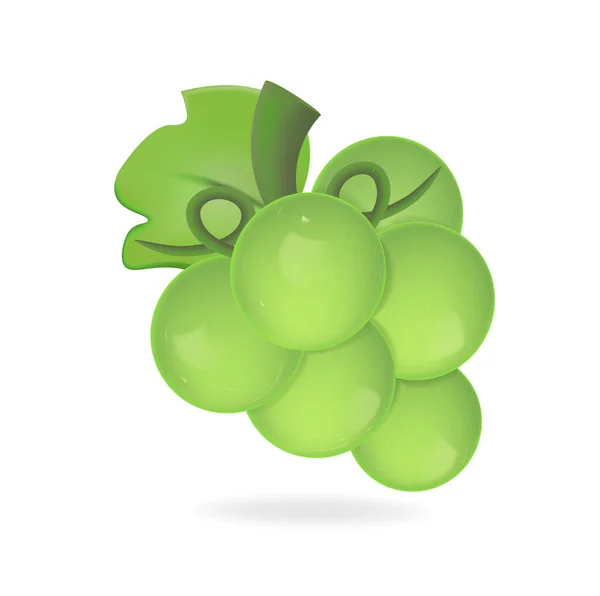 Green Grapes Vector Icon Cartoon — Stock Vector