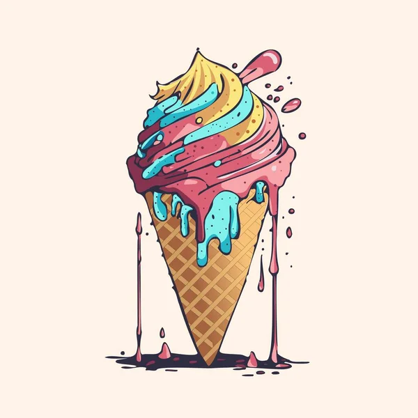 Set Ice Cream Cones — Stock Vector