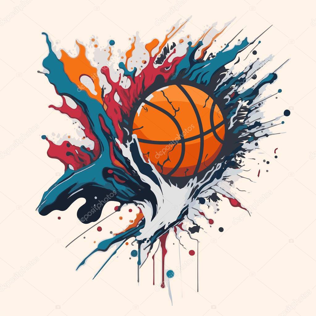 Basketball in style art, grunge effect
