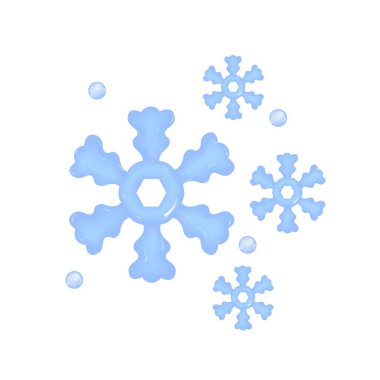 Mavi kar tanesi. 3d vektör simgesi. Çizgi film tarzı asgari. Hava tahmini konsepti. Beyaz arkaplanda izole edilmiş