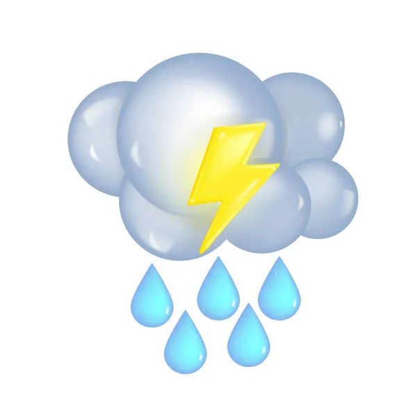 Cloud Lightning Hail Isometric Icon Transparent Background Vector — Stock Vector