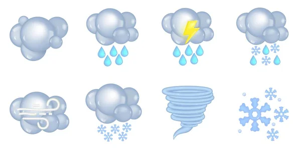 Weather Icon Set Website Mobile App Bright Realistic Modern Design — Stock Vector