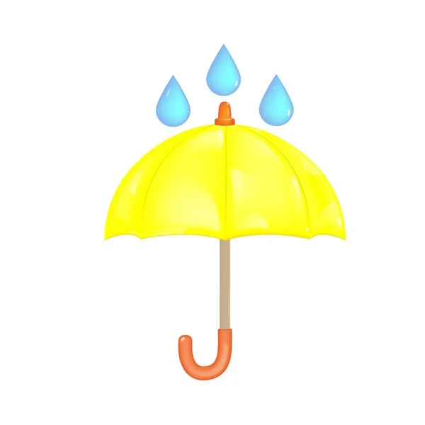 红色伞形3D矢量图解 周末多彩的雨天配饰 卡通风格 白色背景 天气预报 气象学概念 — 图库矢量图片