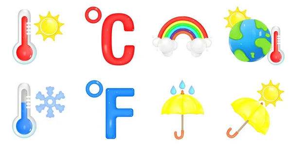 Set Weather Icons Weather Forecast Applications Vector Symbols Sun Rainbow — Stock Vector
