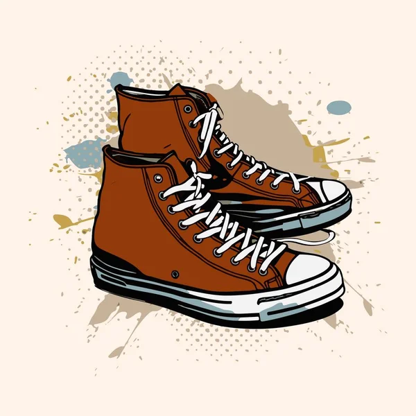 stock vector Hand-drawn red Sneakers vector illustration,