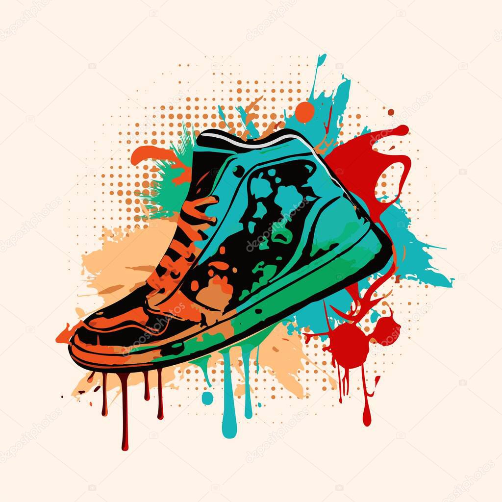 Abstract Hand Written Graffiti Style Word Sneaker Vector Illustration. Typography Illustration As Logotype,