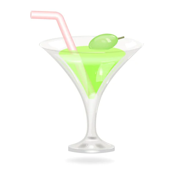 마르티니 칵테일 아이콘 Martini Glass Cartoon Style Olive 일러스트 — 스톡 벡터